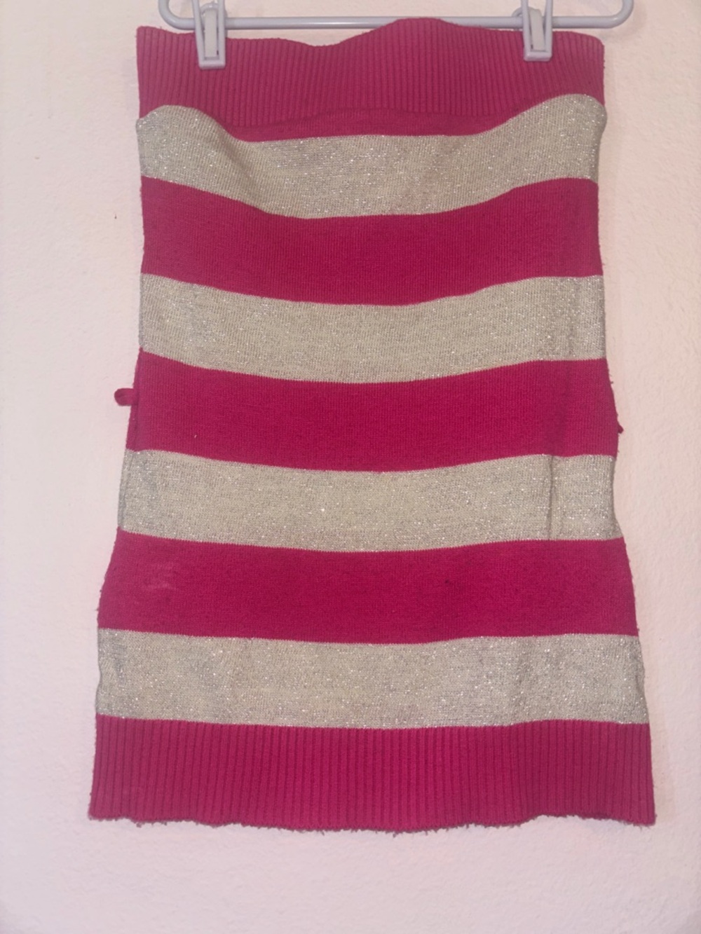Womanβs Y2K Pink and White Striped Tube Top, Size M,